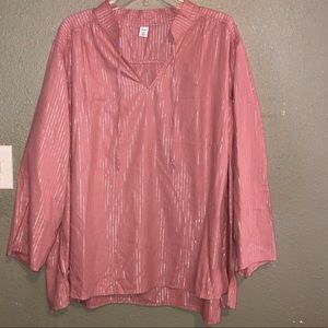 NWT Old Navy Metallic-Stripe Split-Neck Blouse